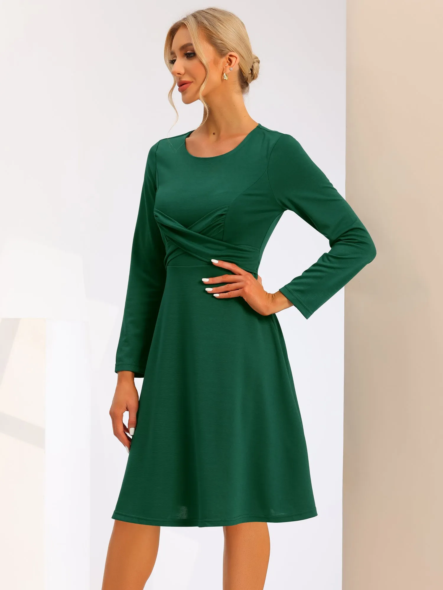 Retro 1950s Round Neck Criss Cross High Waist A-Line Midi Dress sold by Allegra K