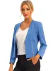 Solid Color Long Sleeves Collarless Zipper Cropped Blazer sold by Allegra K