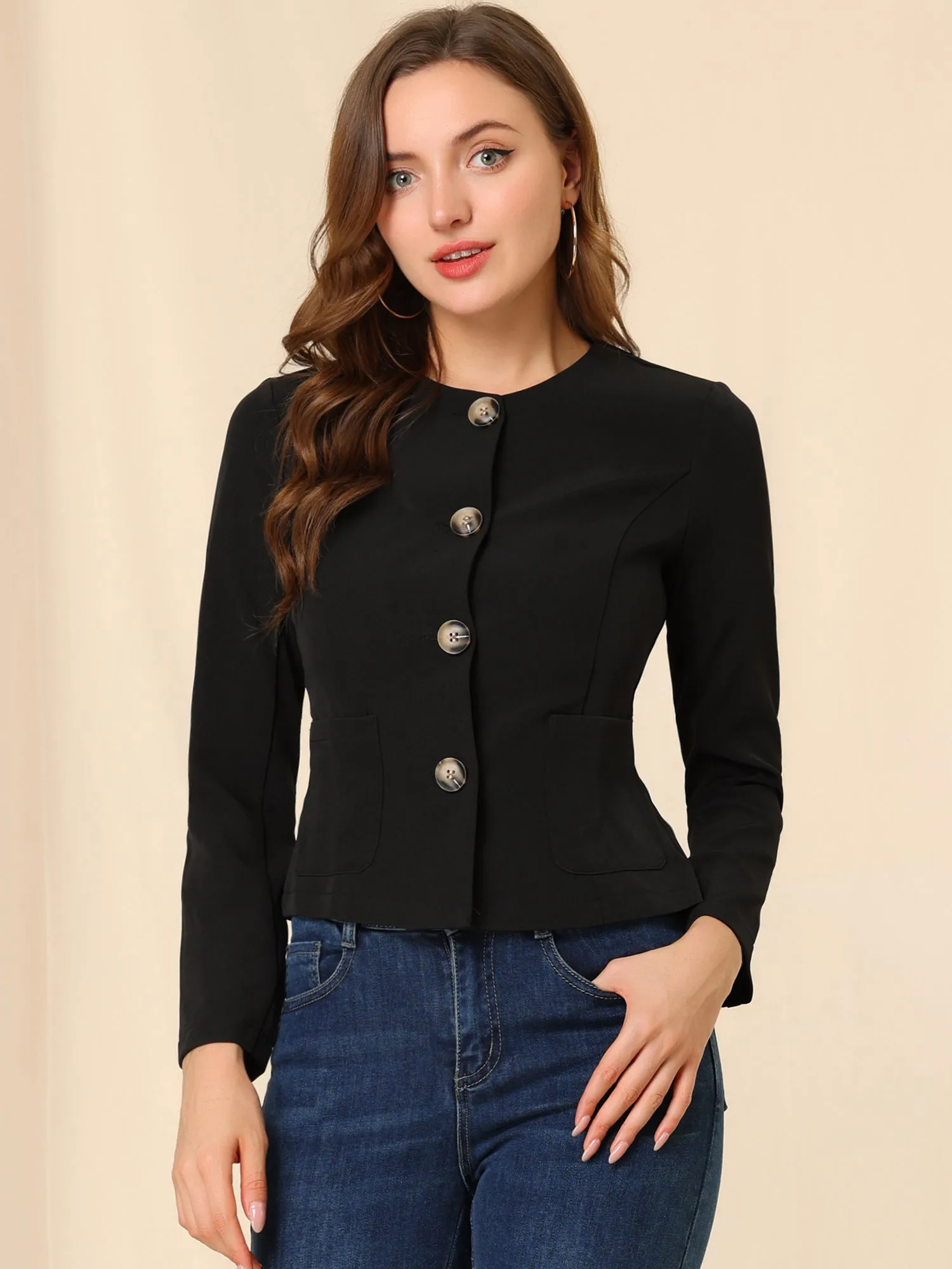 Fall Casual Jacket Elegant Button Front Work Office Blazer sold by Allegra K product image thumbnail 2