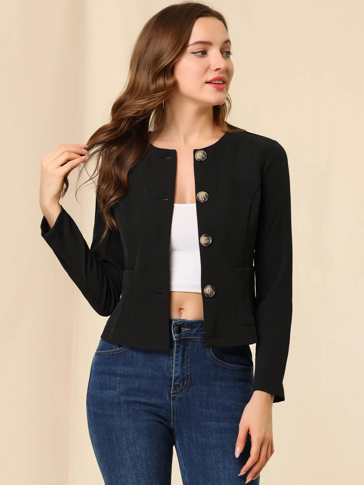 Fall Casual Jacket Elegant Button Front Work Office Blazer sold by Allegra K product image thumbnail 3