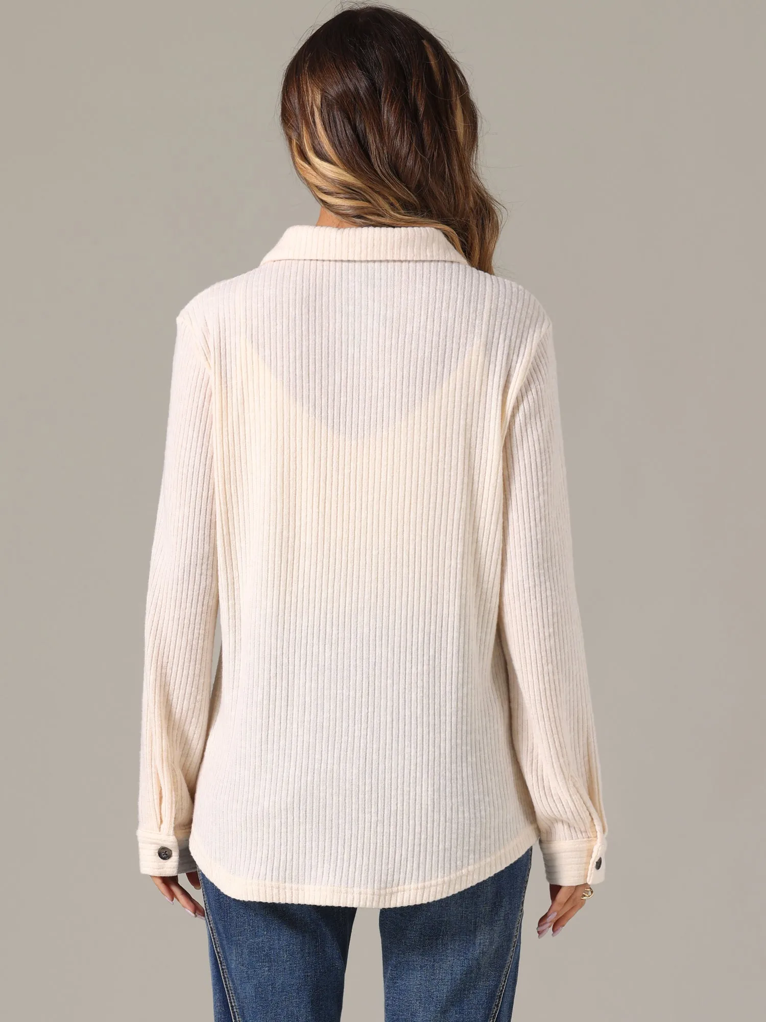 Knitted Textured Long Sleeves Button Down Shirts sold by Allegra K product image thumbnail 3