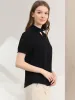 Office Elegant Stand Collar Short Sleeve Cut Out Keyhole Blouse sold by Allegra K