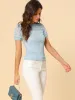 Slim Fit Puff Sleeve Elegant Embroidery Lace Tops sold by Allegra K