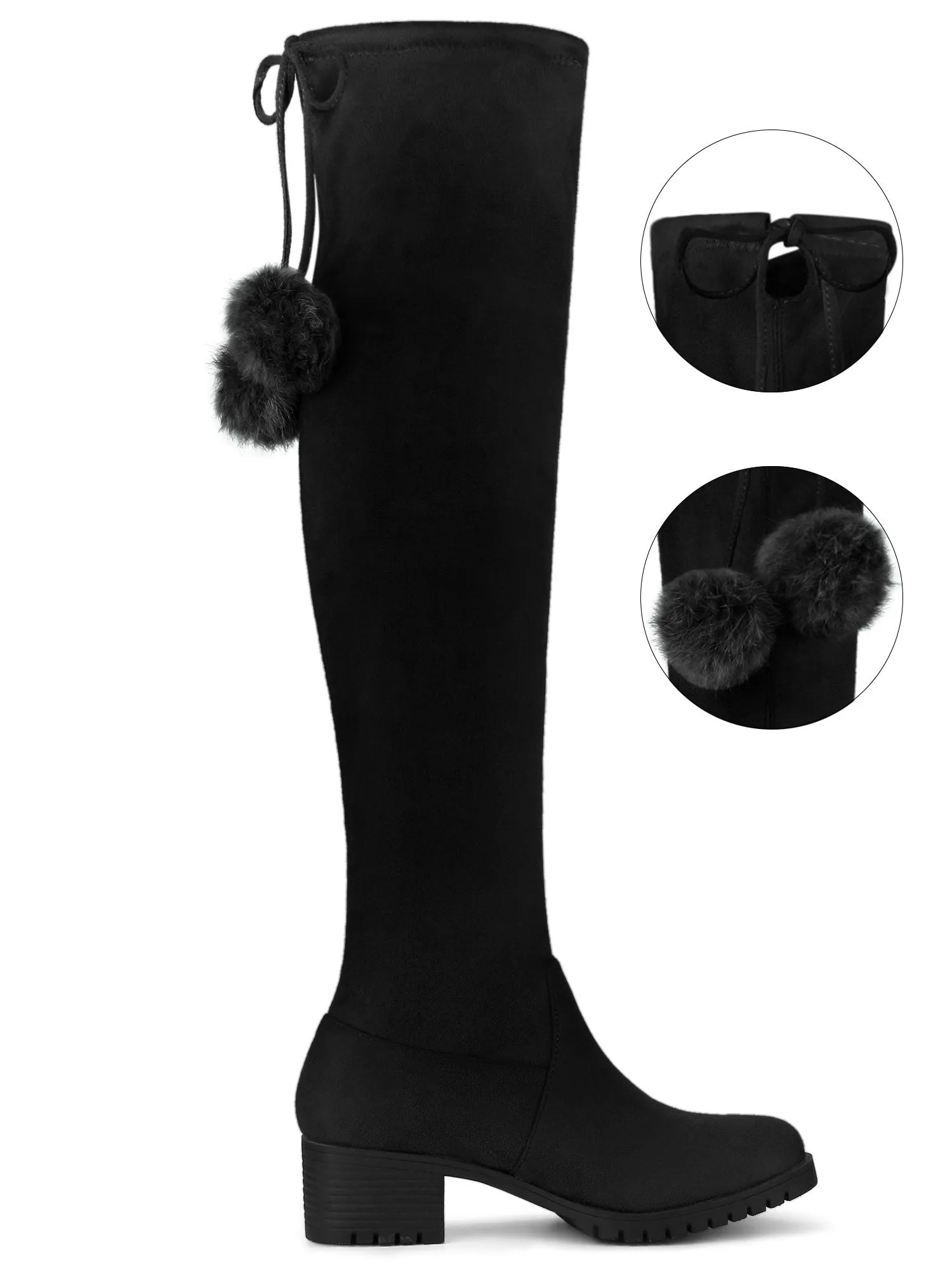 Round Toe Chunky Heel Thigh High Over the Knee Boots sold by Allegra K product image thumbnail 4