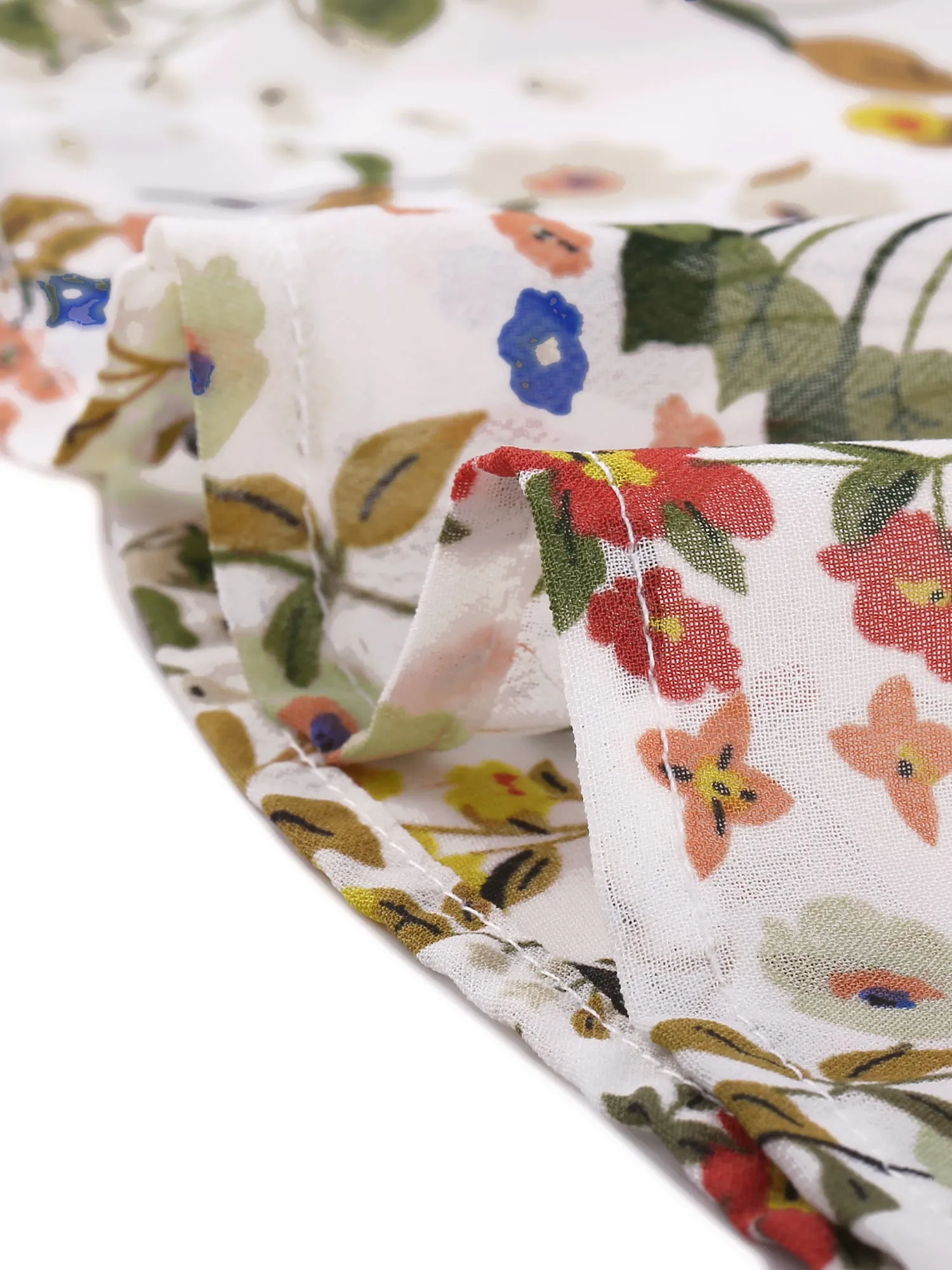 V Neck Flared Short Sleeve Pleated Floral Print Blouse sold by Allegra K product image thumbnail 5