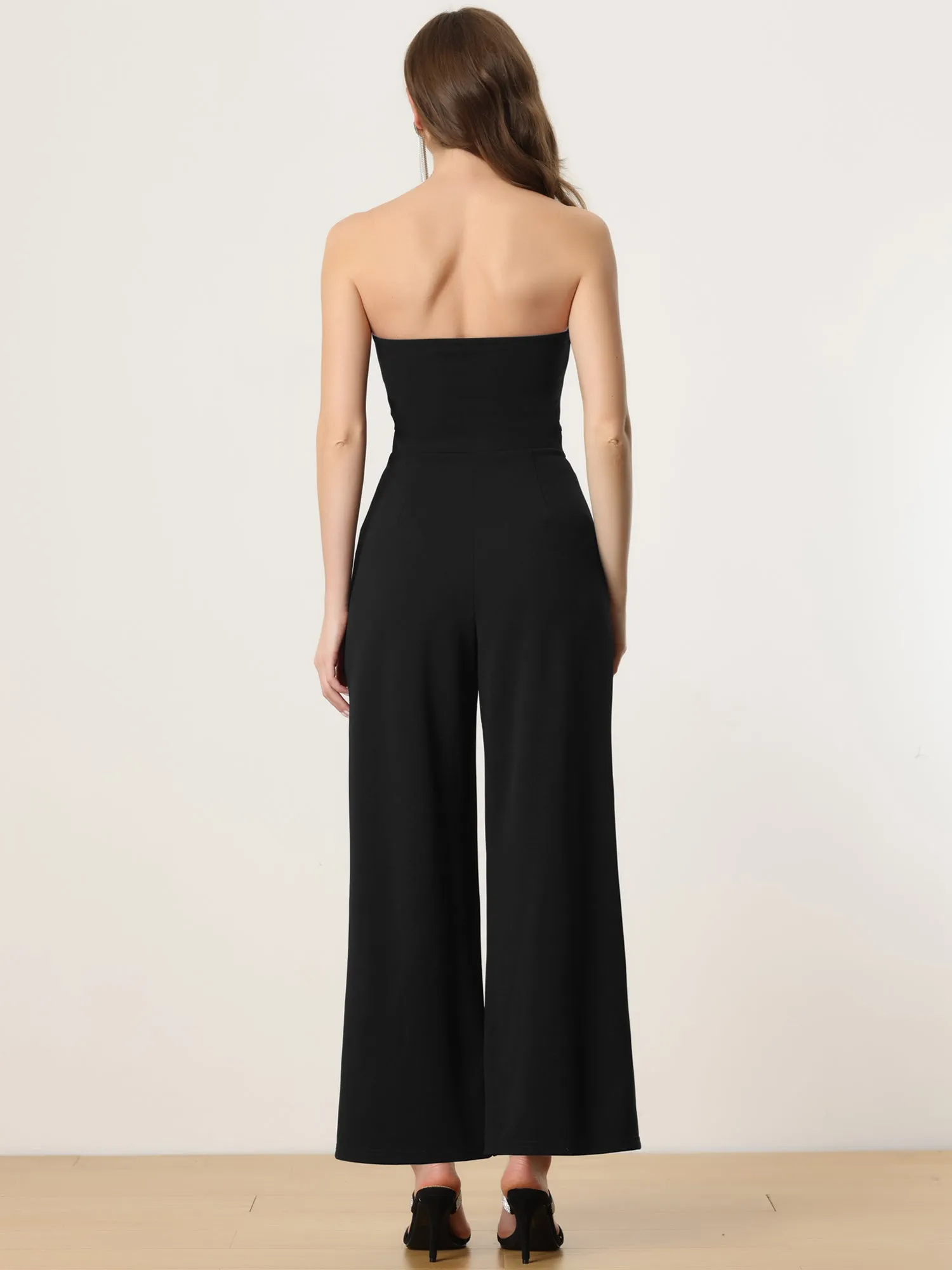 Elegant Strapless Sleeveless Slit Wide Leg Jumpsuits sold by Allegra K product image thumbnail 4