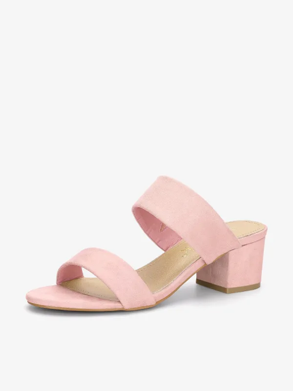 Block Heel Round Toe Dual Straps Slide Sandals sold by Allegra K