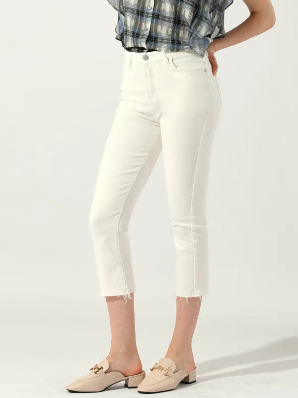 Skinny Jegging High Rise Pocketed Denim Capris Cropped Pants Jeans made by Allegra K