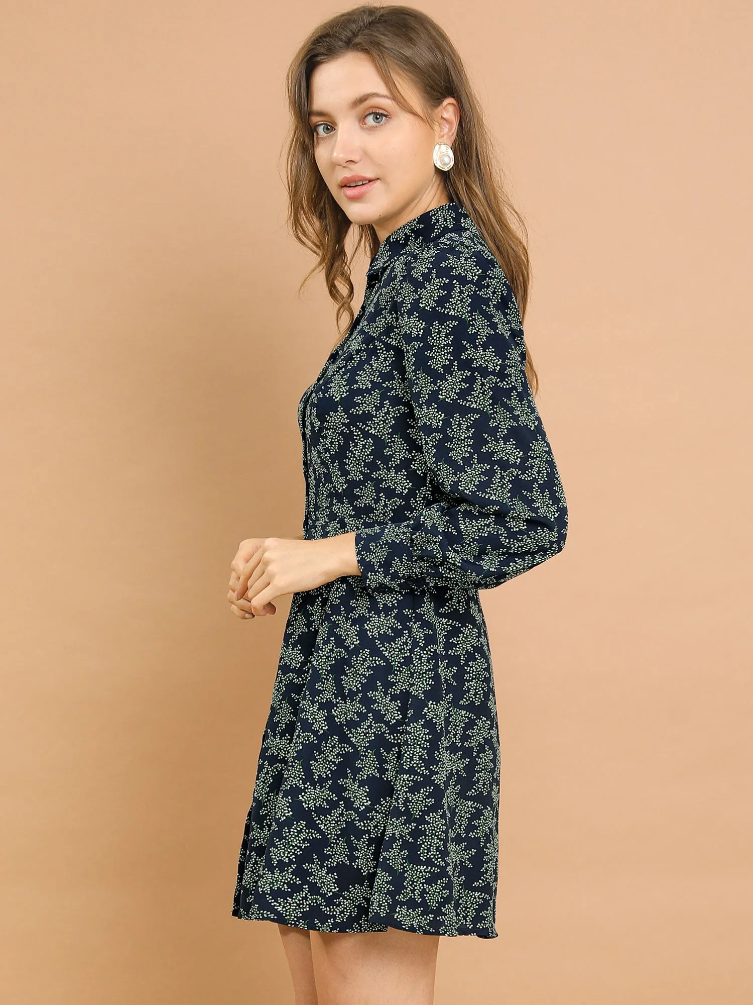 Floral Printed Vintage Puff Sleeve Turn Down Collar Mini Dress sold by Allegra K product image thumbnail 4