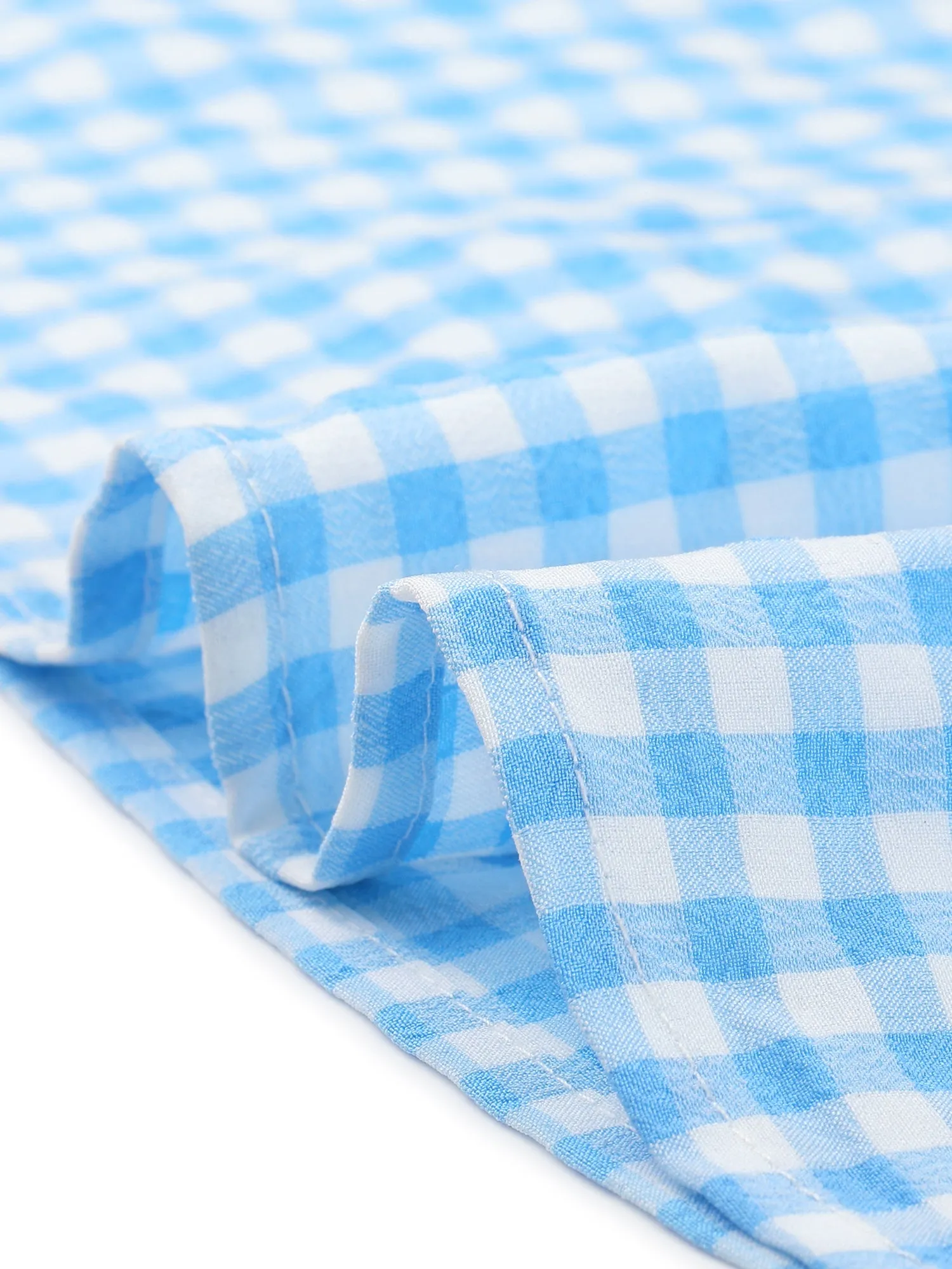 Peasant Round Neck Ruffles Puff Sleeve Gingham Plaid Blouse sold by Allegra K product image thumbnail 5