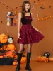 Plaid Lace-Up Gothic Sleeveless Tartan Mini Club Party Dress sold by Allegra K