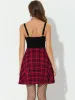 Plaid Lace-Up Gothic Sleeveless Tartan Mini Club Party Dress sold by Allegra K