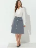 Button Front Work A-Line Formal Knee Length Skirt sold by Allegra K