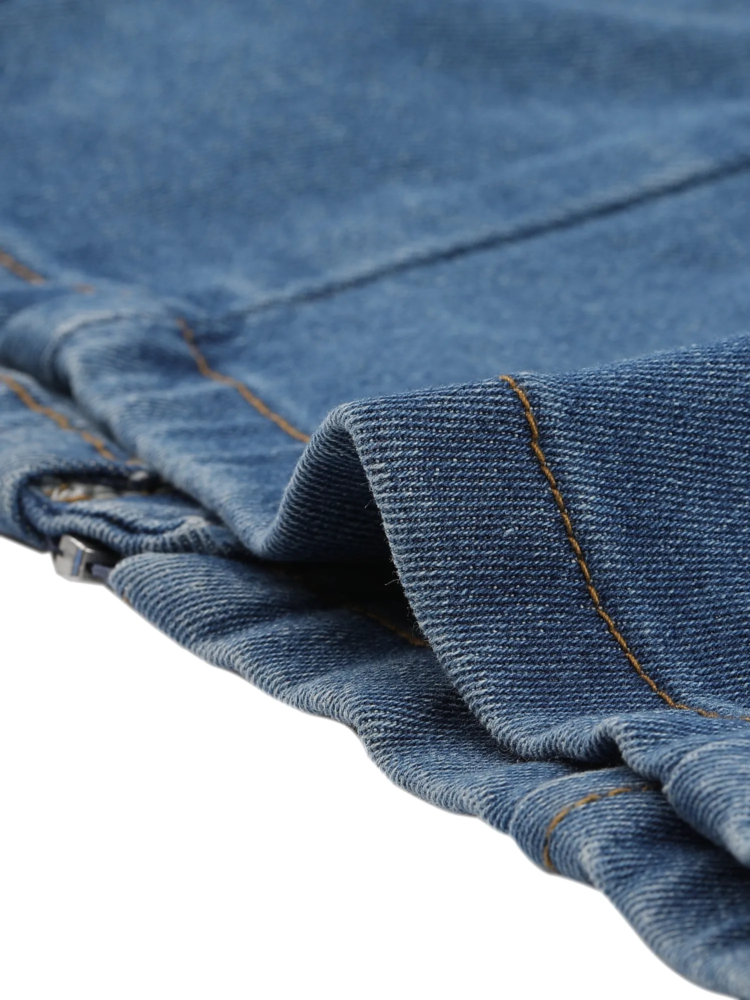 Spaghetti Strap Sleeveless Zip Up Bustier Denim Crop Top sold by Allegra K product image thumbnail 5