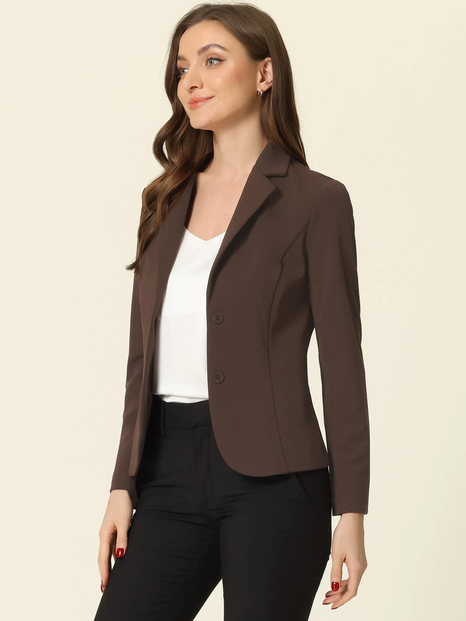 Solid Work Office Lapel Collar Stretch Jacket Suit Blazer sold by Allegra K product image thumbnail 2