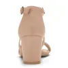 Faux Suede Crisscross Ankle Strap Block Heel Sandals sold by Allegra K