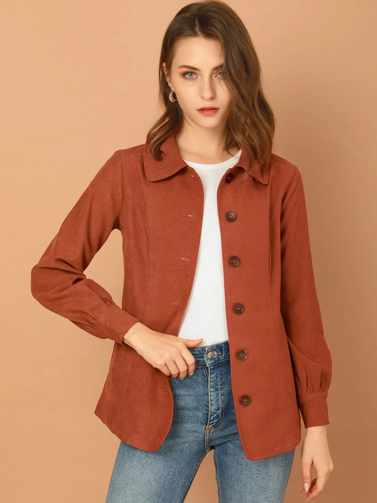 Coat with Belt Botton Down Collared Casual Retro Jacket sold by Allegra K product image thumbnail 4