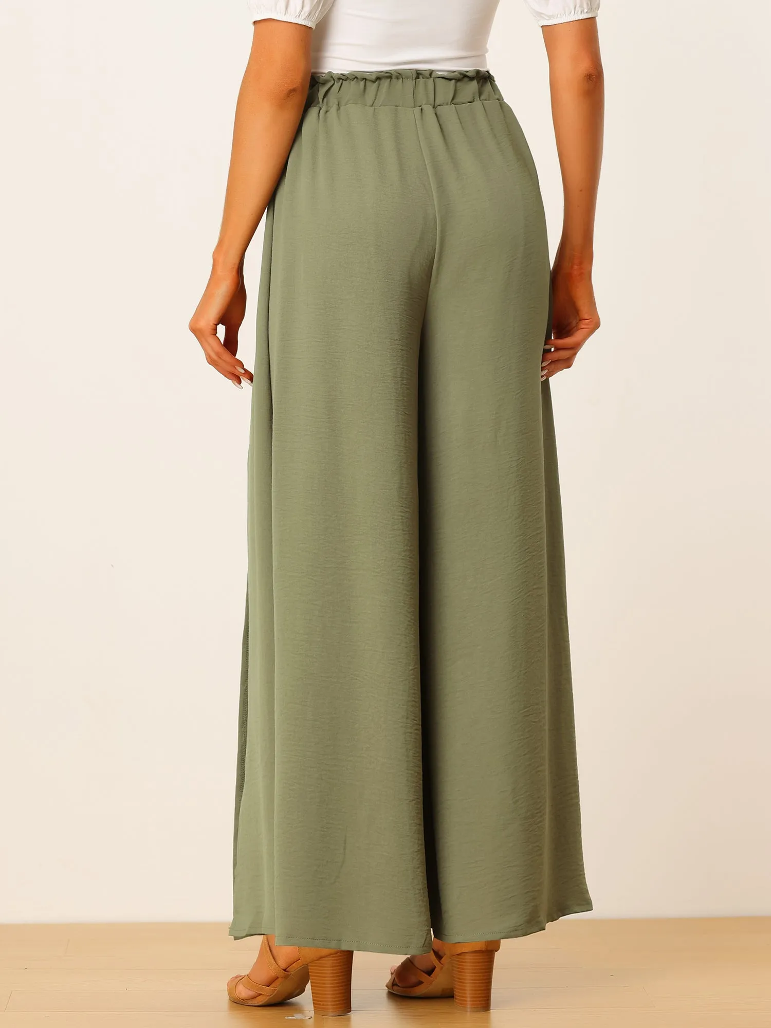 High Slit Hem High Waist Casual Wide Leg Long Palazzo Pants sold by Allegra K product image thumbnail 3