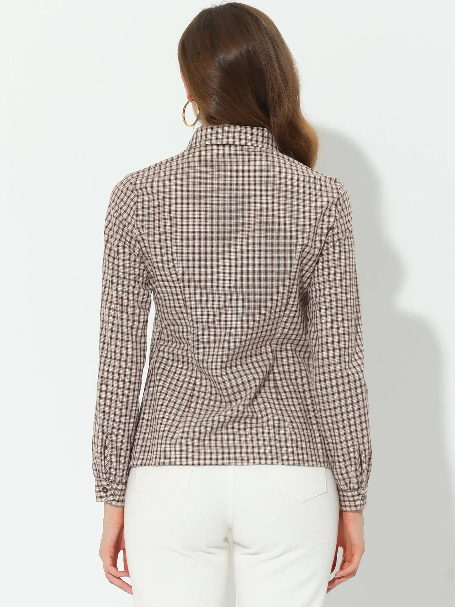 Plaid Button Down Shirt Long Sleeve Blouse Top sold by Allegra K product image thumbnail 3