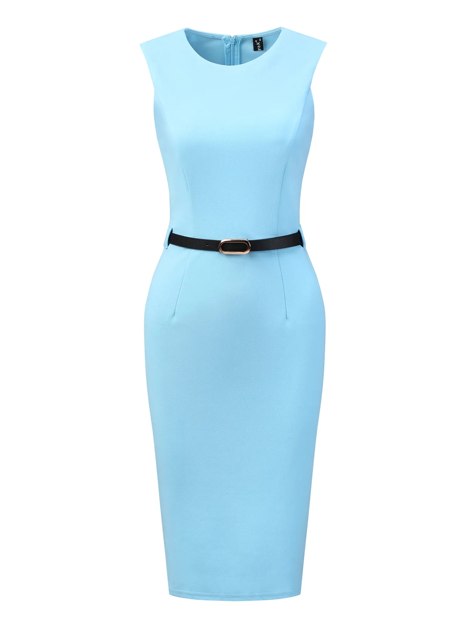 Belted Sheath Round Neck Sleeveless Casual Office Dress sold by Allegra K product image thumbnail 5