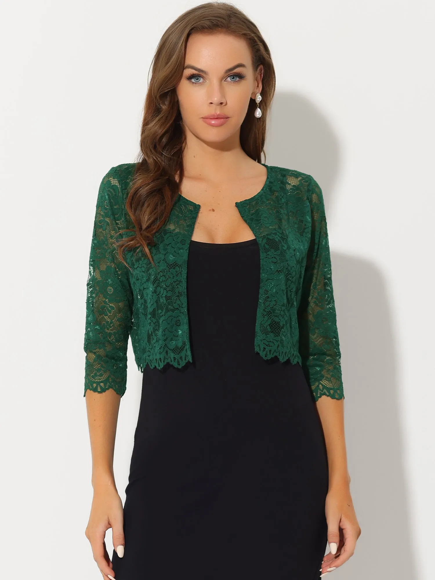 Allegra K Elegant Sheer Floral Lace Cropped Bolero Shrug sold by Allegra K