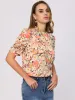 Ruffle Mock Neck Puff Half Sleeve Chiffon Floral Tops sold by Allegra K