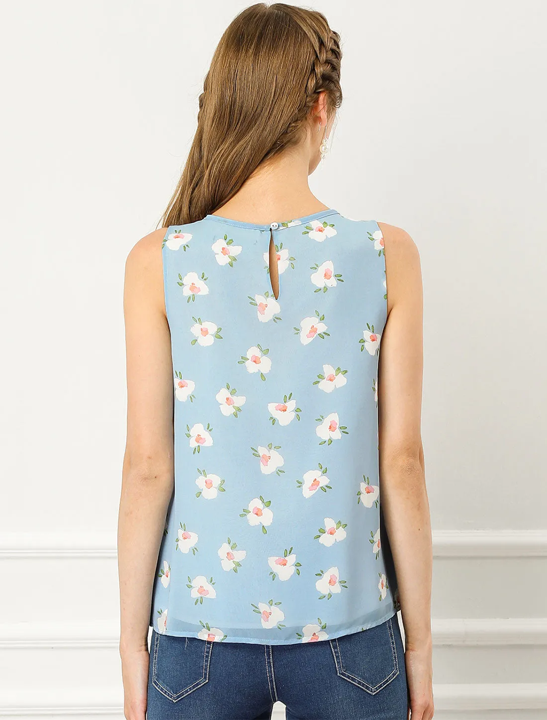 Floral Sleeveless Chiffon Blouse Lined Tank Summer Tank Top sold by Allegra K product image thumbnail 5