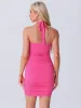 Sweetheart Halter Neck Ruched Backless Bodycon Mini Dress sold by Allegra K