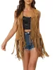 Faux Suede Tassel Casual Sleeveless Open Front Vest sold by Allegra K
