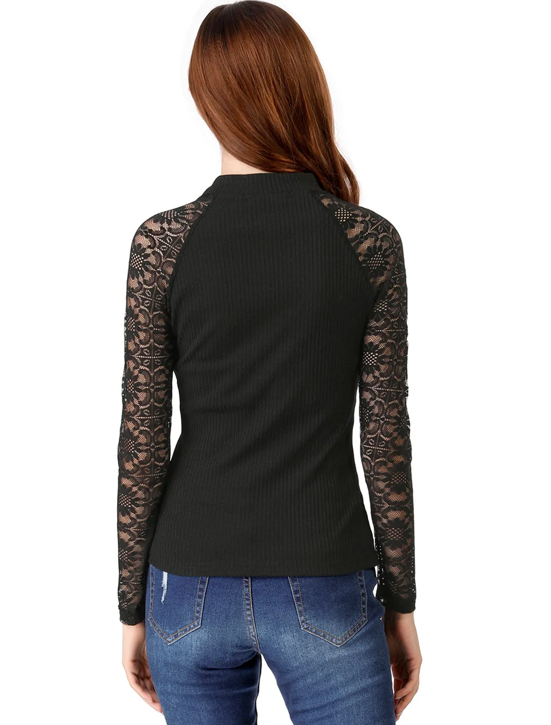 Lace Long Sleeve Fitted T-Shirt Casual Blouse Tops sold by Allegra K product image thumbnail 5