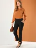Elegant Ruffle Tie Neck Long Sleeve Work Office Satin Blouse Top sold by Allegra K