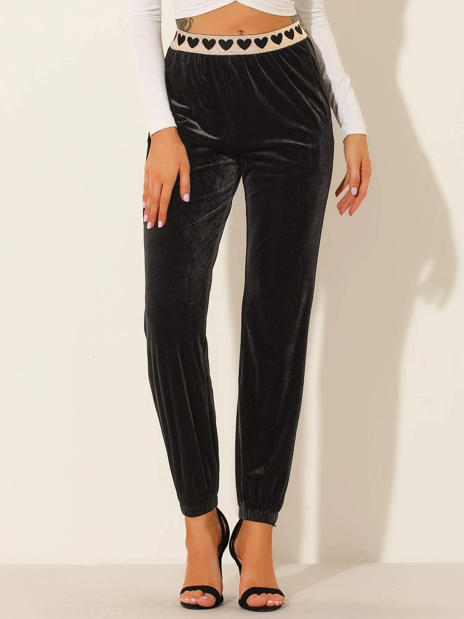 Casual Elastic Waist Athleisure Ankle Length Velvet Joggers Pants sold by Allegra K product image thumbnail 5