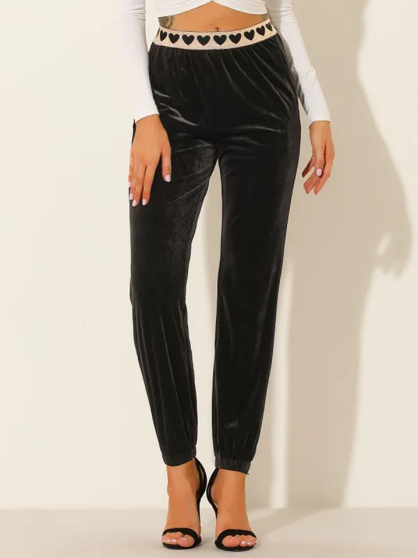 Casual Elastic Waist Athleisure Ankle Length Velvet Joggers Pants sold by Allegra K