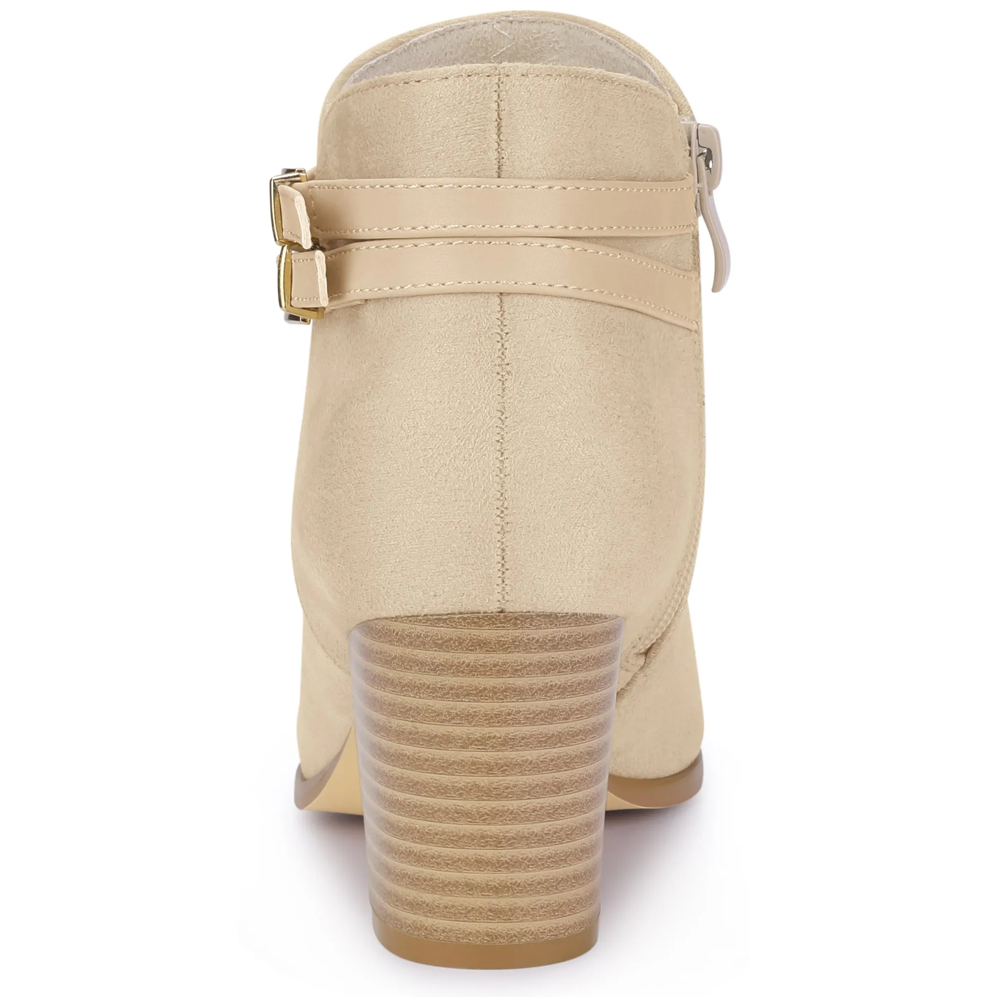 Women's Round Toe Buckle Decor Cross Strap Block Heels Ankle Boots sold by Allegra K product image thumbnail 3