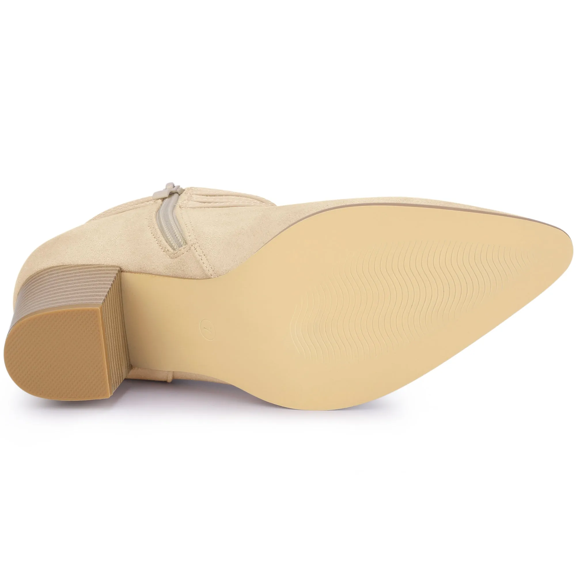 Women's Round Toe Buckle Decor Cross Strap Block Heels Ankle Boots sold by Allegra K product image thumbnail 5