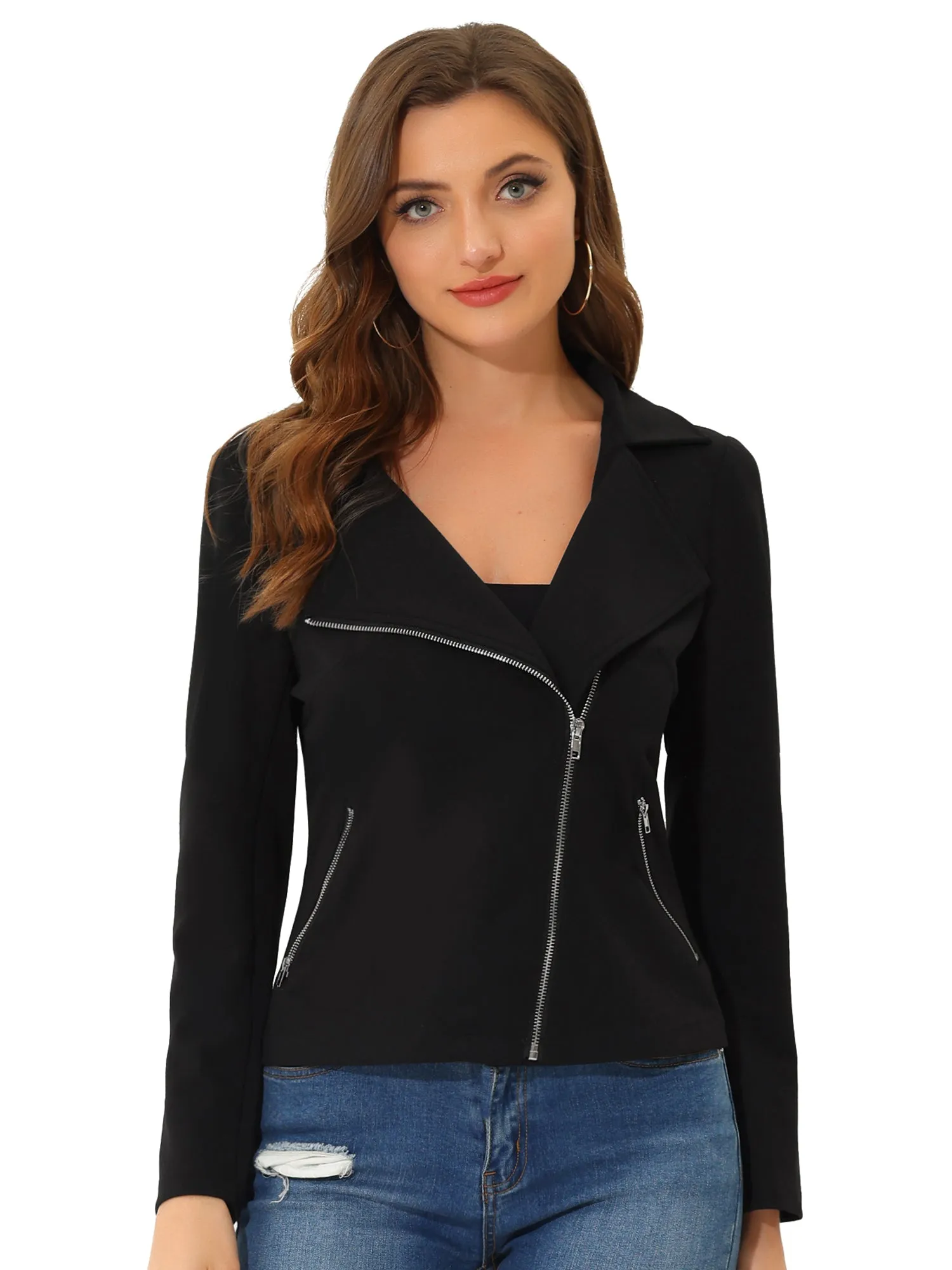 Casual Lightweight Detachable Hoodie Zip Up Front Biker Jacket sold by Allegra K product image thumbnail 5