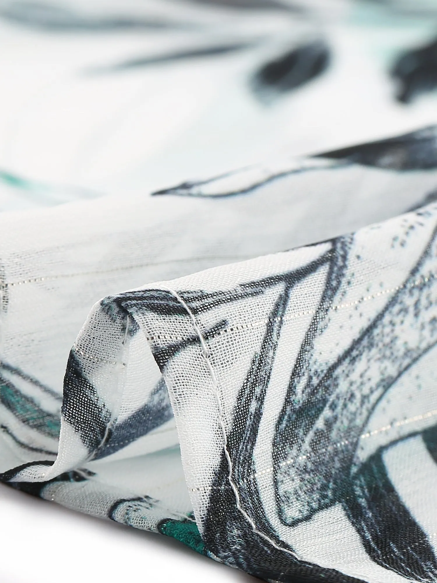 Sheer Point Collared 3/4 Sleeve Lightweight Leaves Print Blouse sold by Allegra K product image thumbnail 5