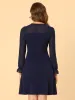 Ruffle V Neck Mesh Sheer Panel Long Sleeve Chiffon Mini Dress sold by Allegra K