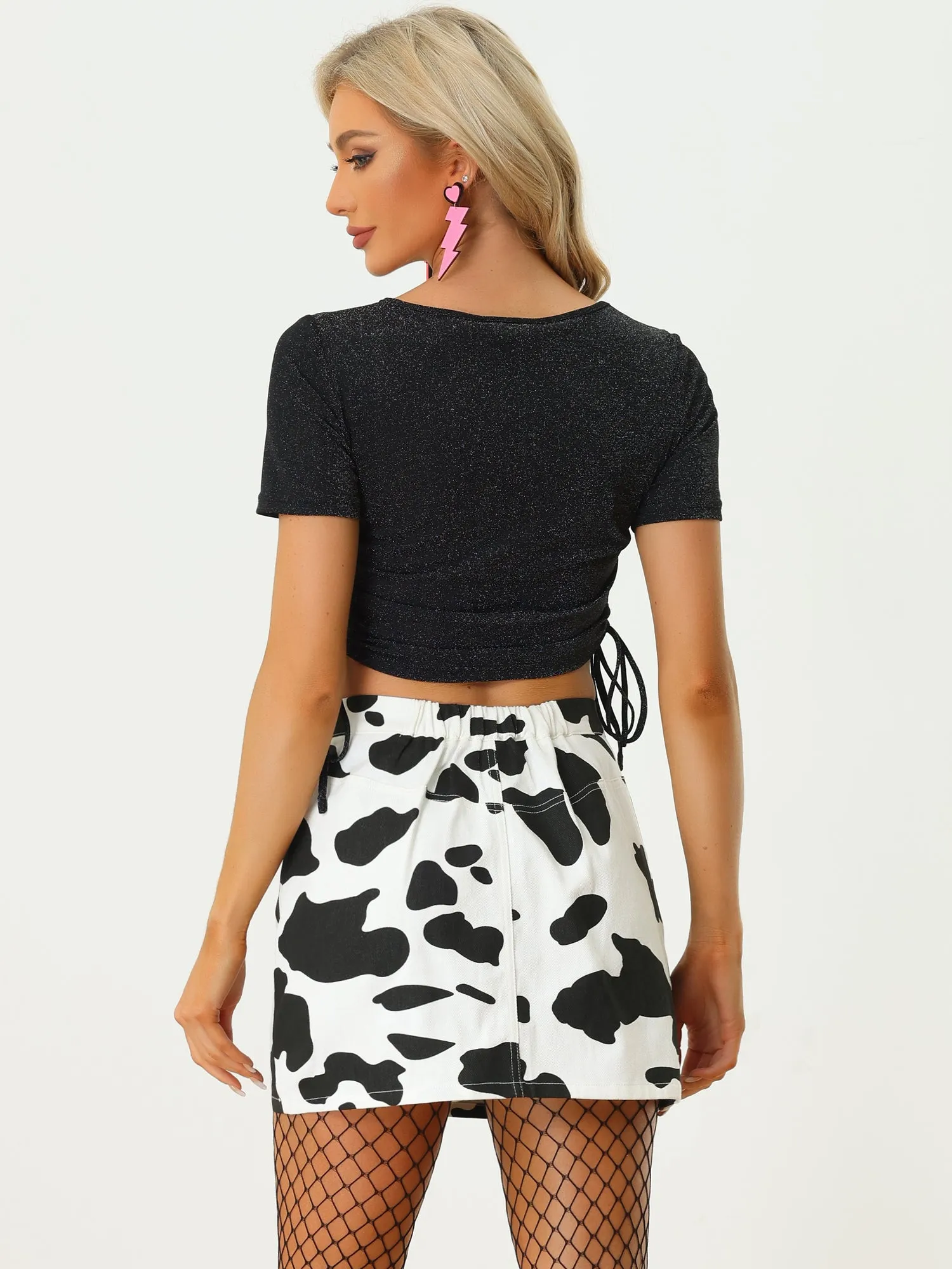 Casual Short Skirt High Waist Mini Cow Print Skirt sold by Allegra K product image thumbnail 3