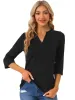 Classic V Neck Long Sleeve Solid Color Knit Polo Shirt sold by Allegra K