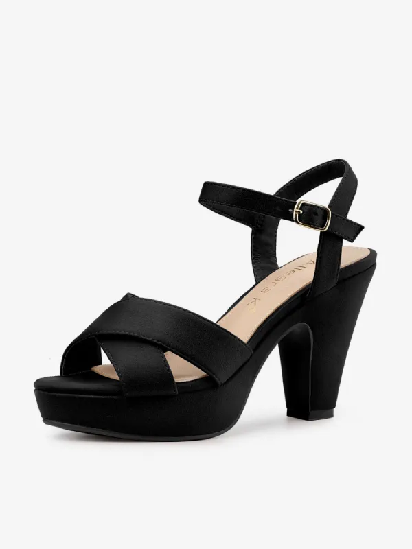 Platform Chunky Heel Ankle Strap Slingback Sandals sold by Allegra K