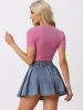 Party Glitter Shiny Short Sleeves Cut Out Crop Tops sold by Allegra K