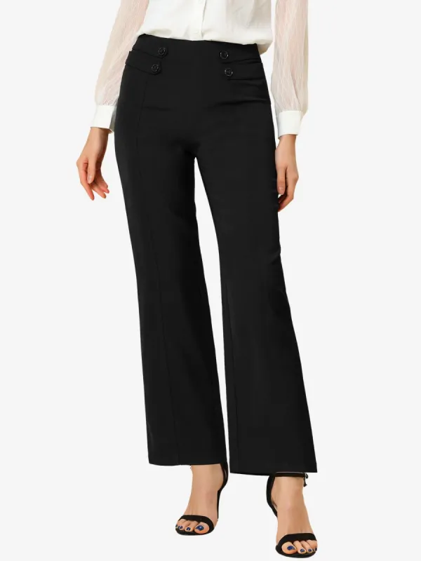 High Waisted Straight Leg Pants Solid Color Business Work Trousers sold by Allegra K