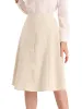 Women's Elastic Waist Single Breasted High Waisted A-Line Flared Midi Skirt sold by Allegra K