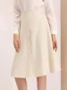 Women's Elastic Waist Single Breasted High Waisted A-Line Flared Midi Skirt sold by Allegra K