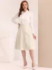 Women's Elastic Waist Single Breasted High Waisted A-Line Flared Midi Skirt sold by Allegra K