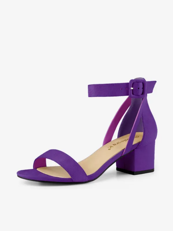Faux Suede Ankle Strap Block Low Heel Sandals sold by Allegra K