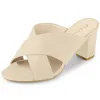 Crisscross Strap Block Heel Slide Sandals sold by Allegra K