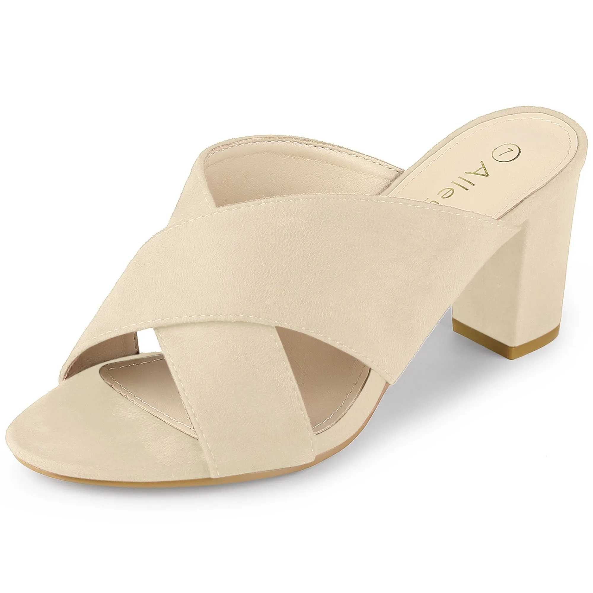 Crisscross Strap Block Heel Slide Sandals sold by Allegra K product image thumbnail 2