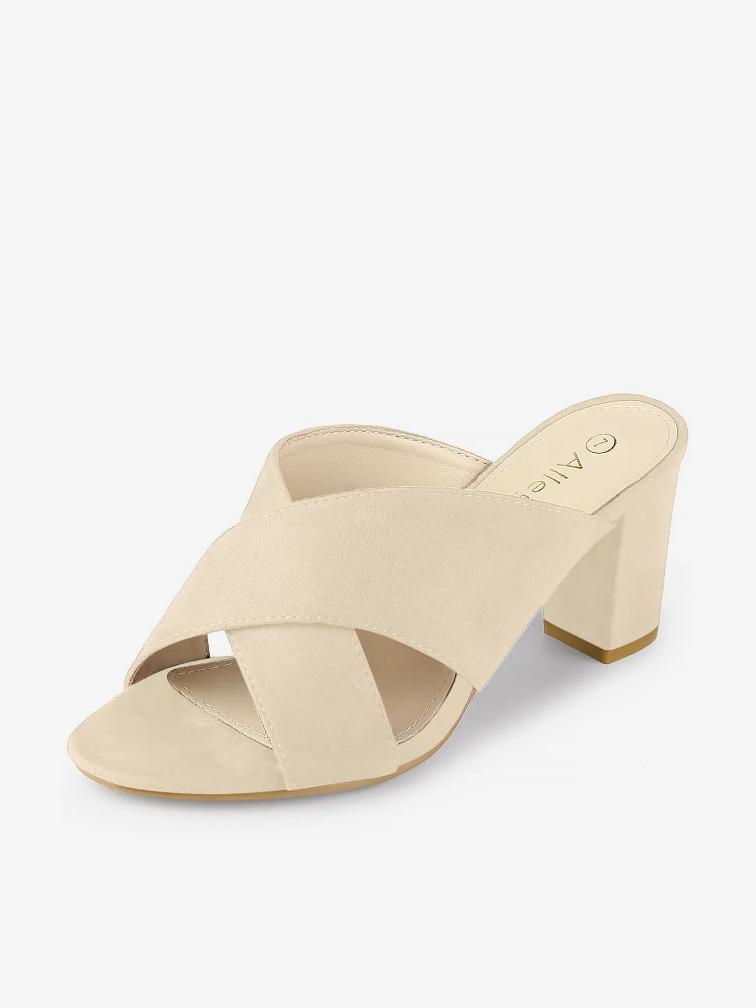 Crisscross Strap Block Heel Slide Sandals sold by Allegra K